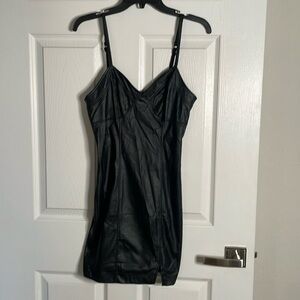 Free People Say No More Spaghetti Strap pleather mini Dress